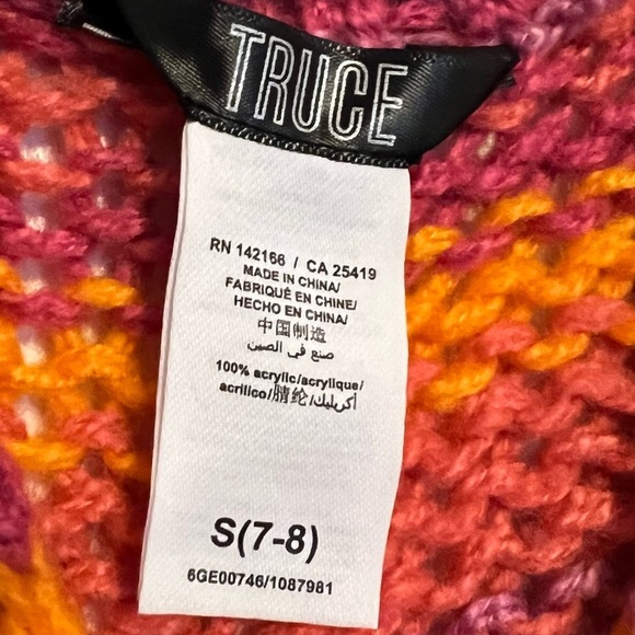 Colorful Striped Girls Sweater Size Small (7/8) Orange Pink & Yellow NWOT - Picture 5 of 6